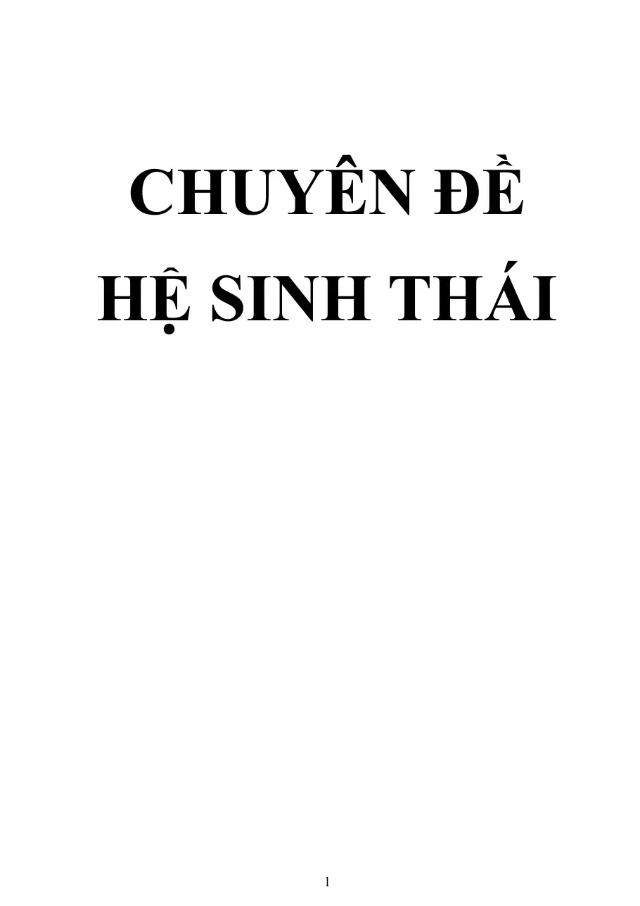 [Chuyên đề] Hệ sinh thái