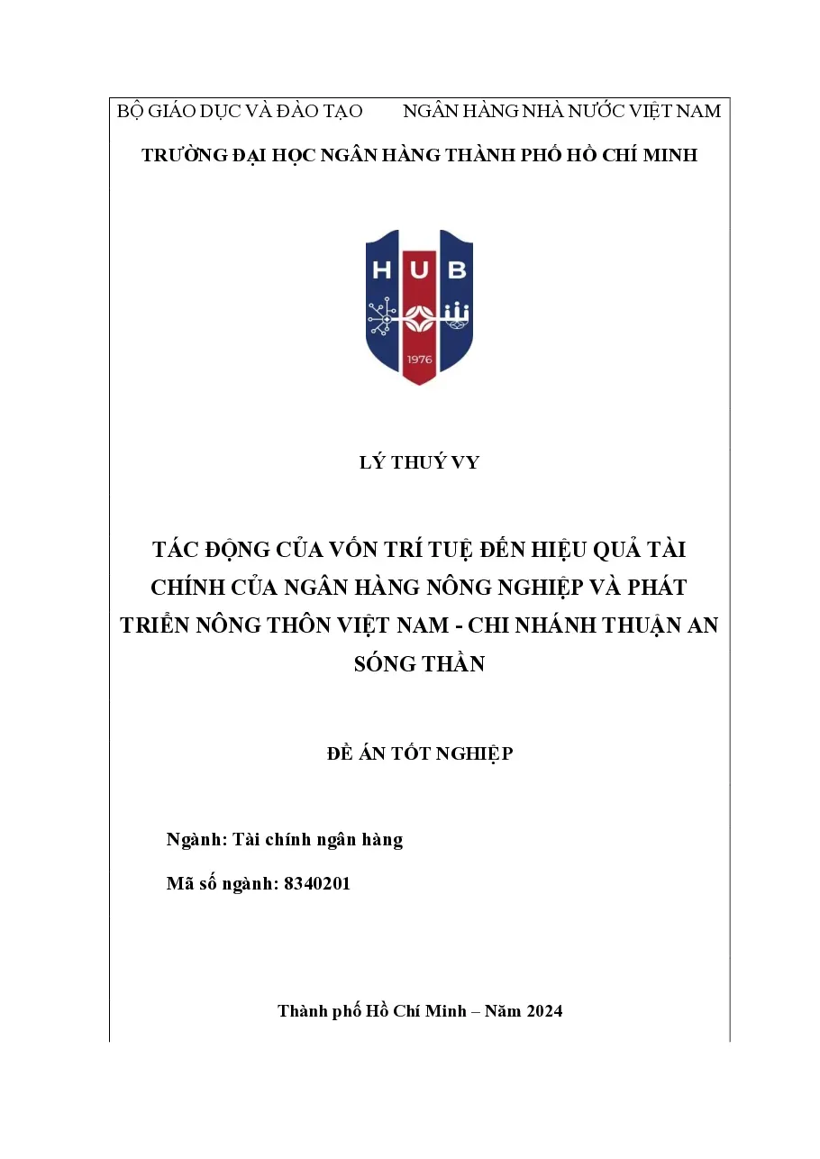 [Đề án] Tác động của vốn trí tuệ đến hiệu quả tài chính của BIDV - CN Thuận An Sóng Thần - TG.Lý Thúy Vy