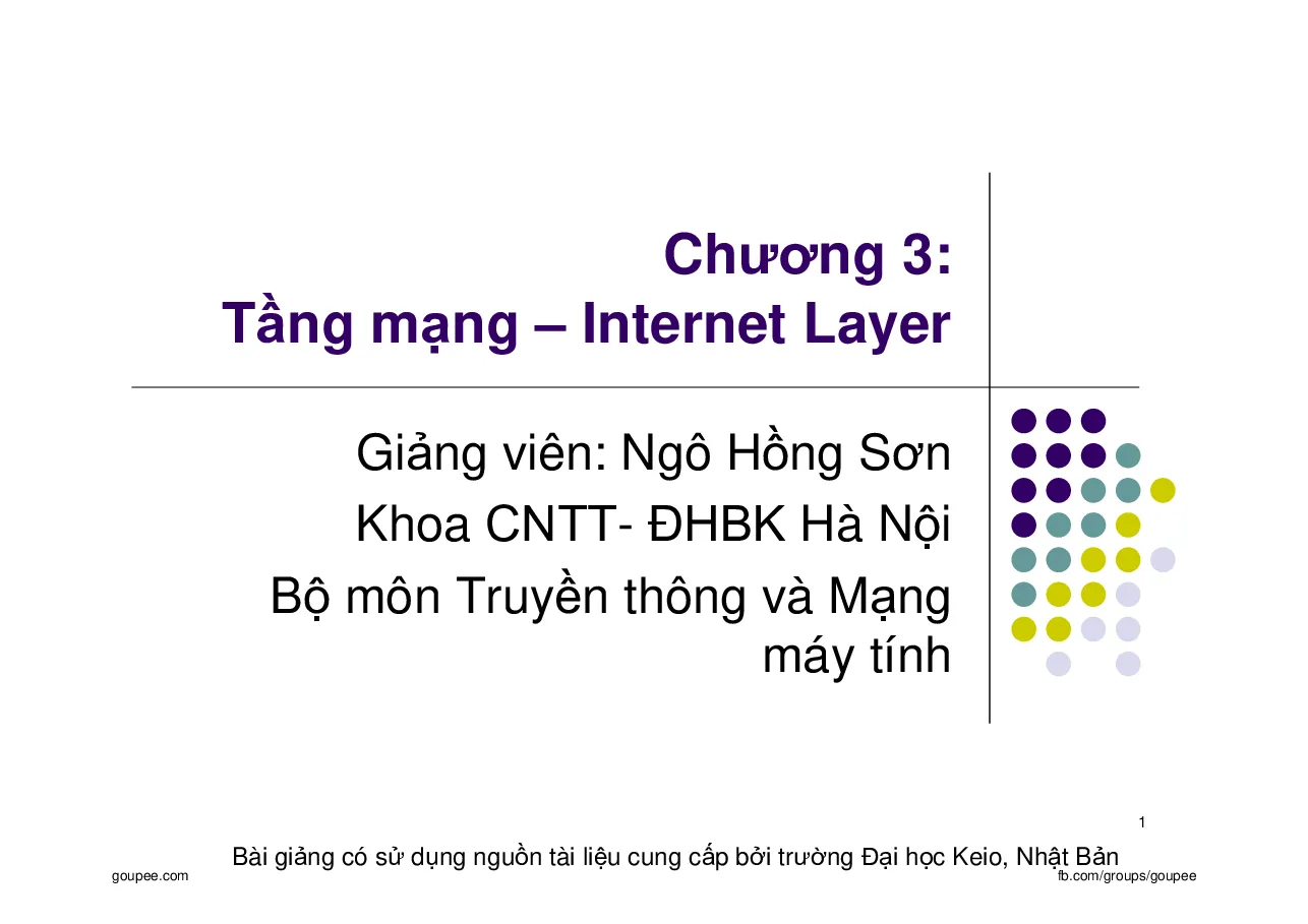 Nhập môn mạng máy tính - C3.Tầng mạng Internet Layer (HUST) GV. Ngô Hồng Sơn