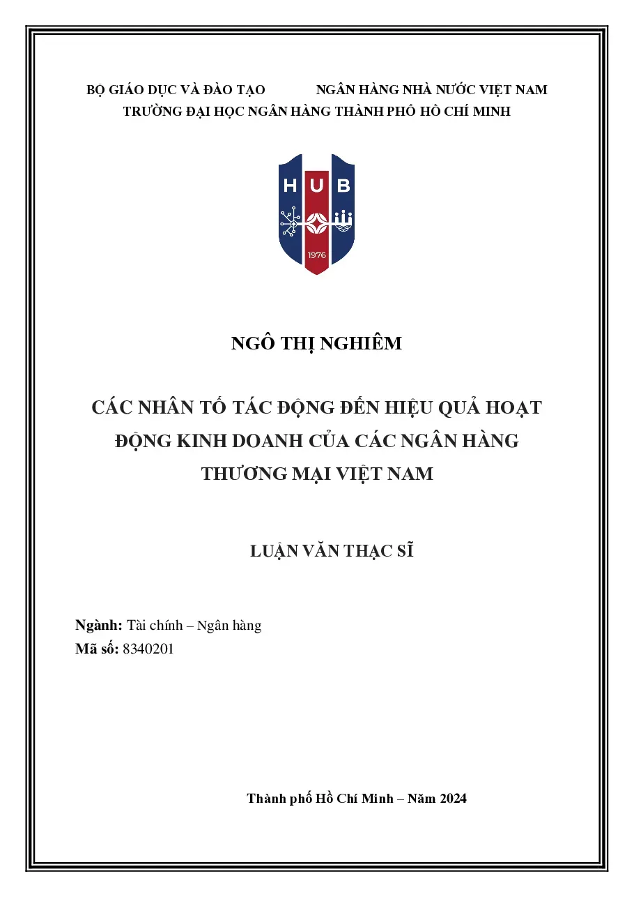 [LV thạc sĩ] Các nhân tố tác động đến hiệu quả hoạt động kinh doanh của Vietcombank - TG.Ngô Thị Nghiêm