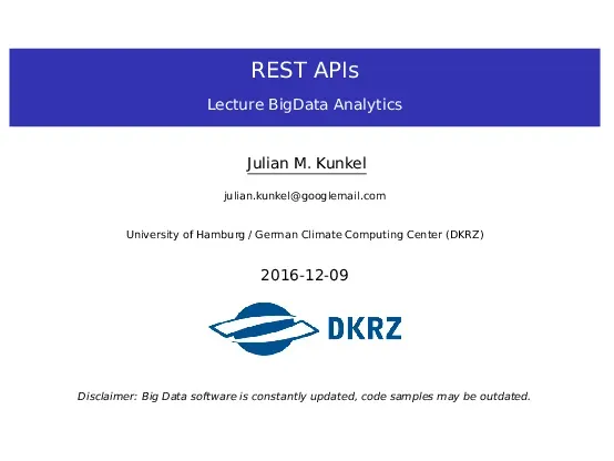 REST APIs (08) - Big Data Analytics - Julian M. Kunkel