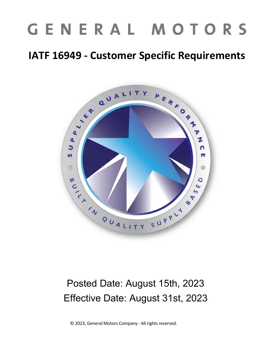 [Đề án] Iatf 16949 Gm Csr Aug 2023