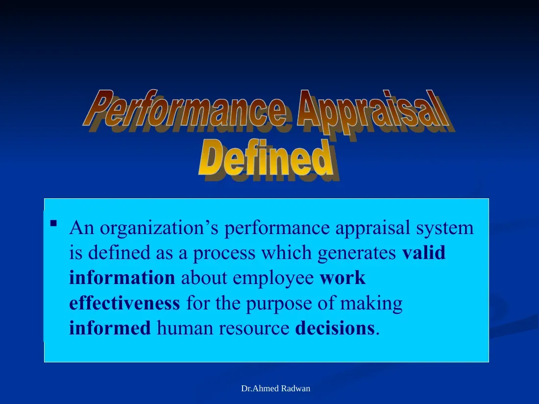 Organization’s performance appraisal system (Module 4) (Hệ thống đánh giá hiệu suất trong tổ chức) - EBS - Dr.Ahmed Radwan