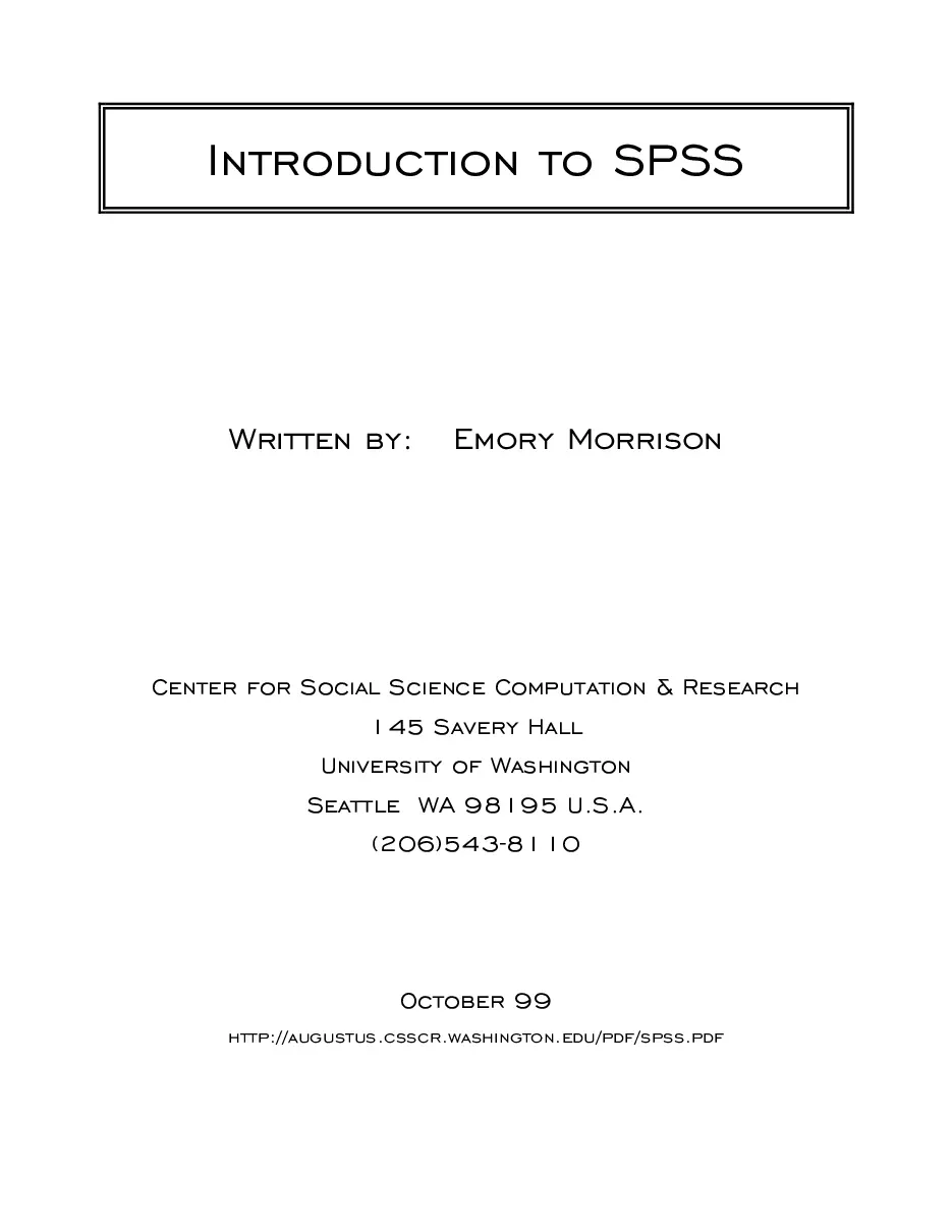 [EBook] Statistics SPSS tutorial (Hướng dẫn sử dụng phần mềm SPSS trông thống kê dữ liệu) (Tiếng Anh) - Emory Morrison