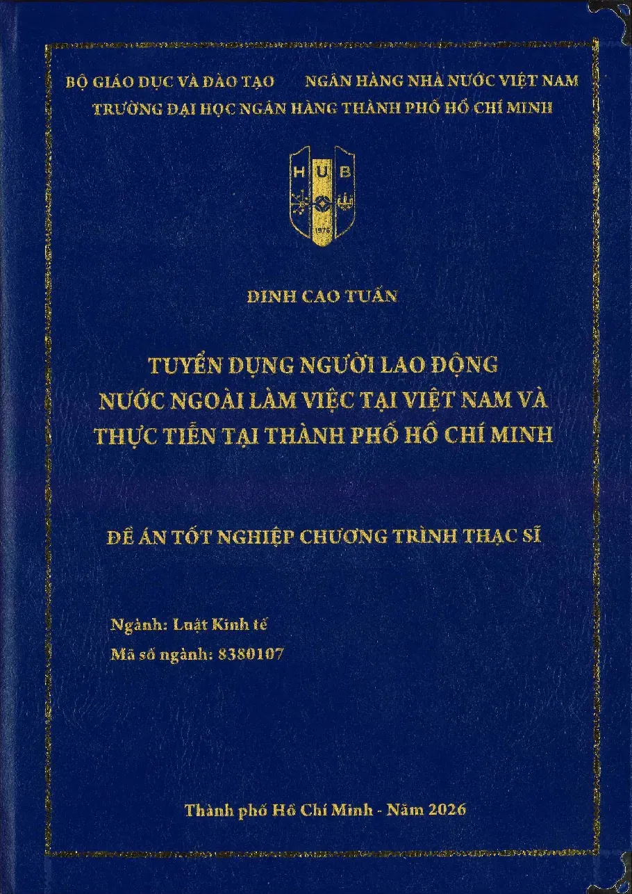 [Đề án] Tuyển dụng người lao động nước ngoài làm việc tại Việt Nam và thực tiễn tại Thành phố Hồ Chí Minh - TG.Đinh Cao Tuấn