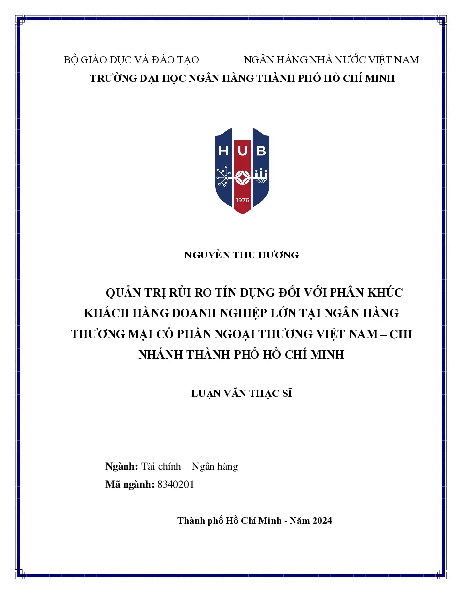 [LV thạc sĩ] Quản trị rủi ro tín dụng đối với phân khúc khách hàng doanh - TG.Nguyễn Thu Hương