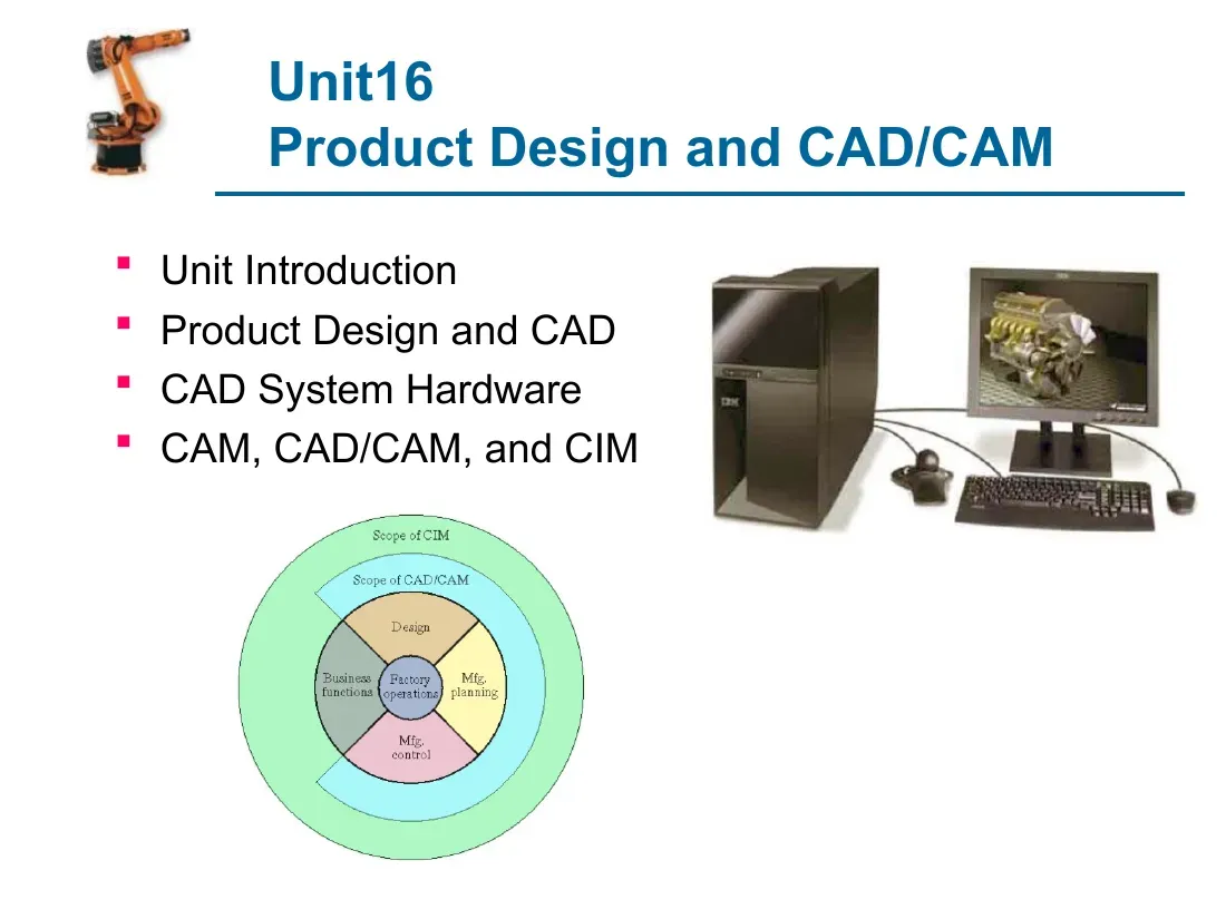 Product Design and CAD/CAM (Unit16) (Thiết kế sản phẩm và CAD/CAM)