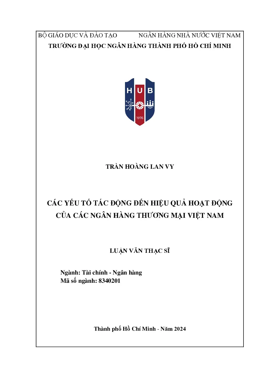 [LV thạc sĩ] Các yếu tố tác động đến hiệu quả hoạt động của Vietcombank - TG.Trần Hoàng Lan Vy