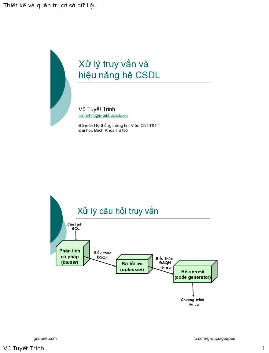 Thiết kế quản trị Cơ sở dữ liệu - Notes 4 (HUST) GV. Vũ Tuyết Trinh