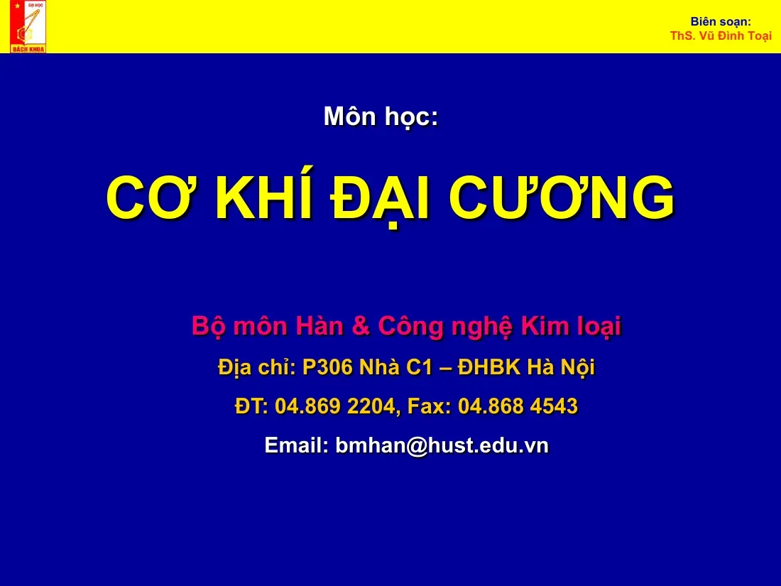 Cơ khí đại cương (Chương I) - Vũ Đình Toại