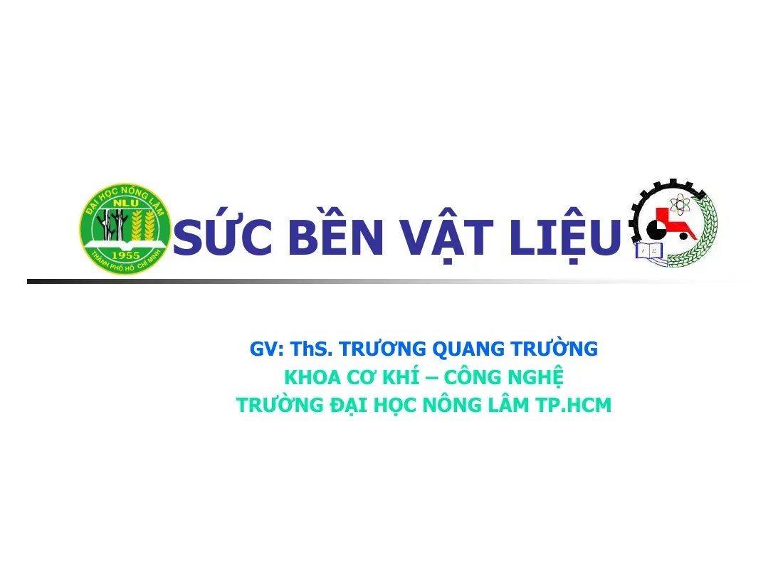 Uốn ngang phẳng thanh thẳng (Chương 5) - Ths. Trương Quang Trường