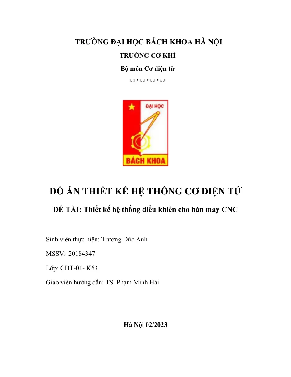 [Đồ án] Thiết kế hệ thống điều khiển cho bàn máy CNC - TG.Trương Đức Anh