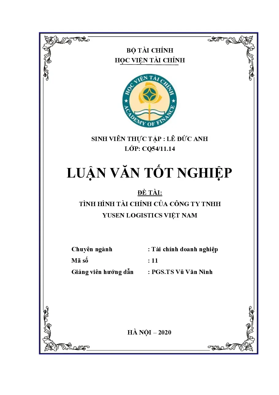 [Luận văn] Tình hình tài chính của Công ty TNHH Yusen Logistics Việt Nam - TG.Lê Đức Anh