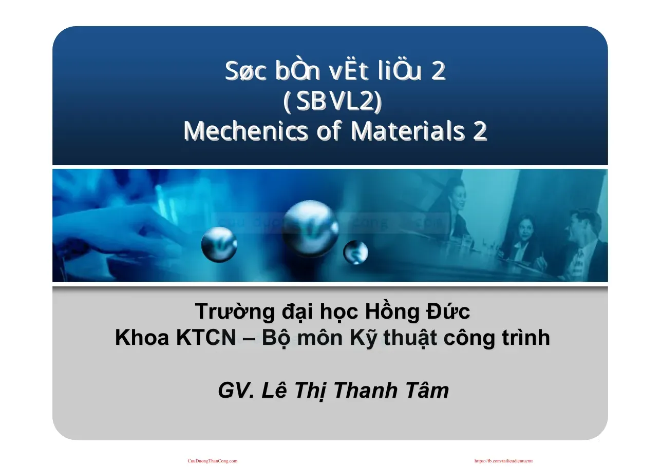 Sức bền vật liệu 2 - Lê Thị Thanh Tâm
