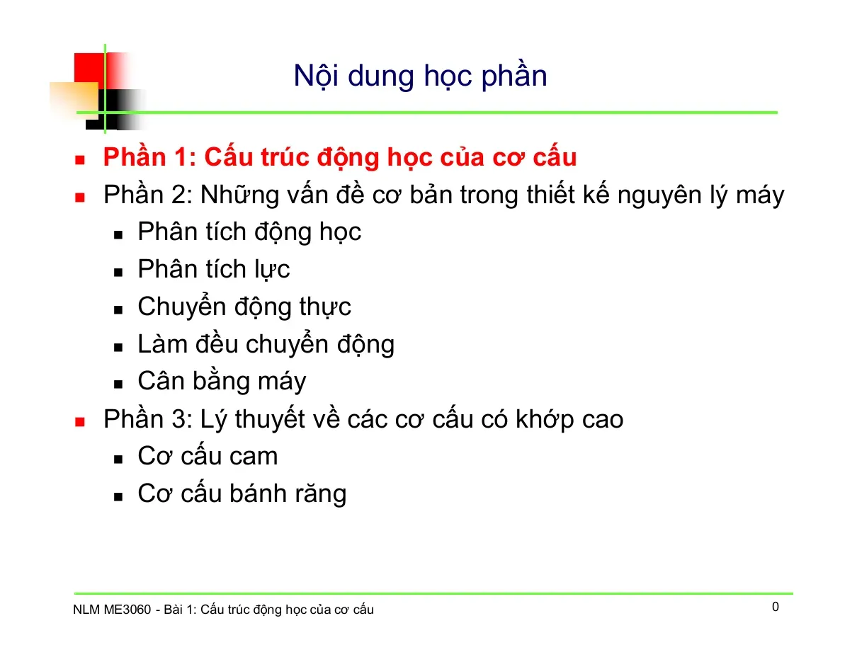 Cấu trúc động học của cơ cấu (Bài 1)