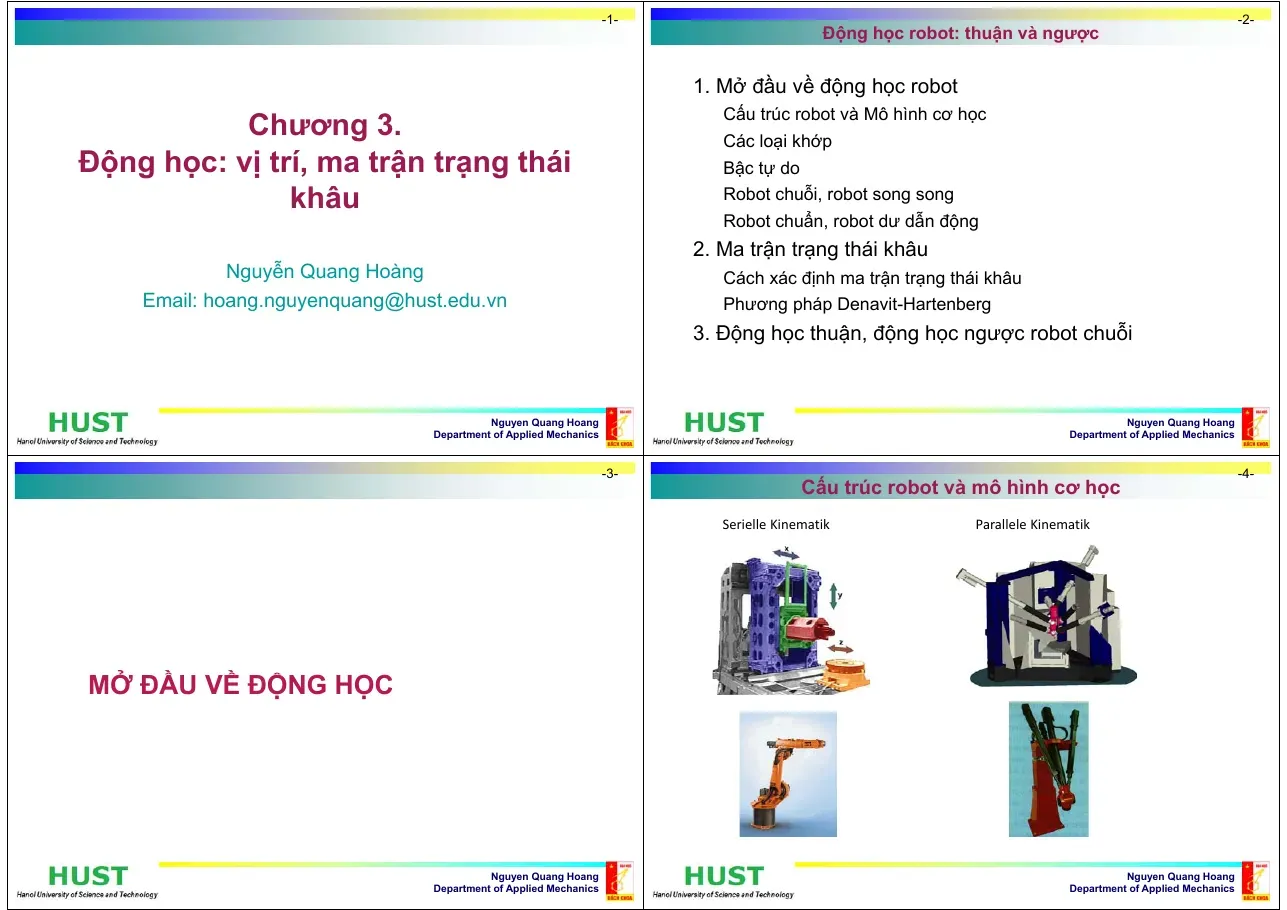 Động học robot: thuận và ngược (Chương 3) - Nguyễn Quang Hoàng