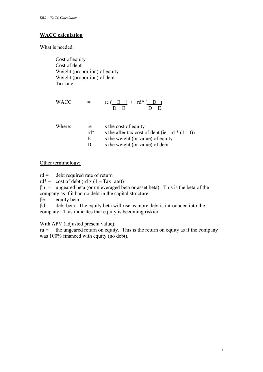 Different ways of calculating WACC (Module 4.7 ) (Phương pháp tính chi phí vốn bình quân)