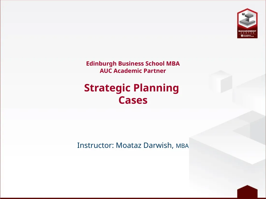 Strategic Planning Exam Tips (Mẹo thi môn Strategic Planning) - EBS - Moataz Darwish