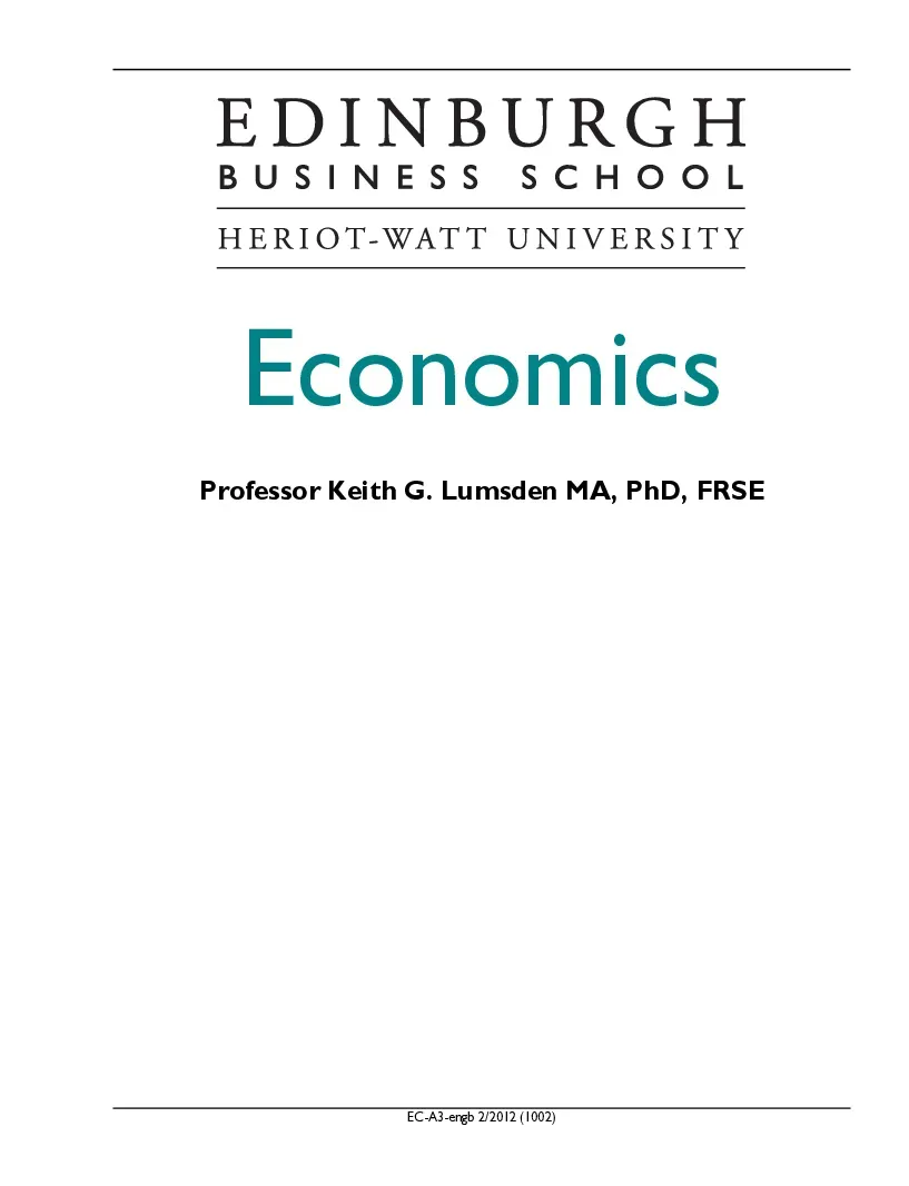 Eccourse text (Giáo trình môn Kinh tế học) - Professor Keith G. Lumsden
