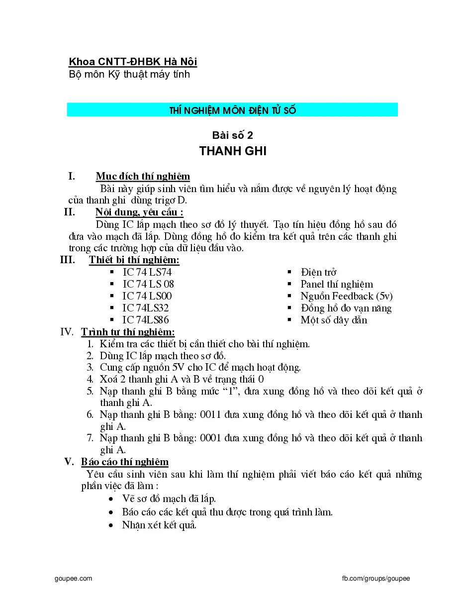 Thí nghiệm Điện tử số HUST (P2)