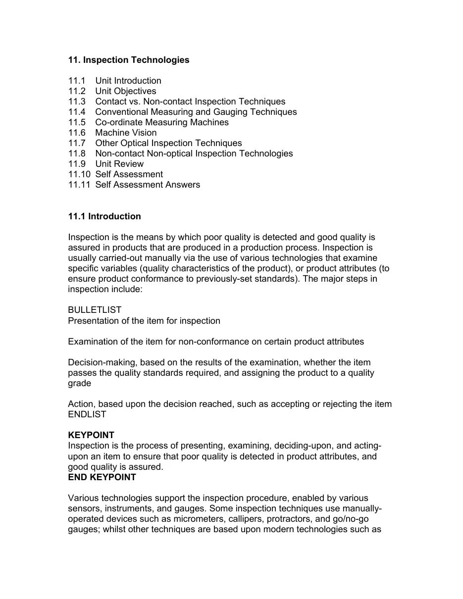 Inspection Technologies (Unit 11) (Công nghệ kiểm tra) (Có đáp án)