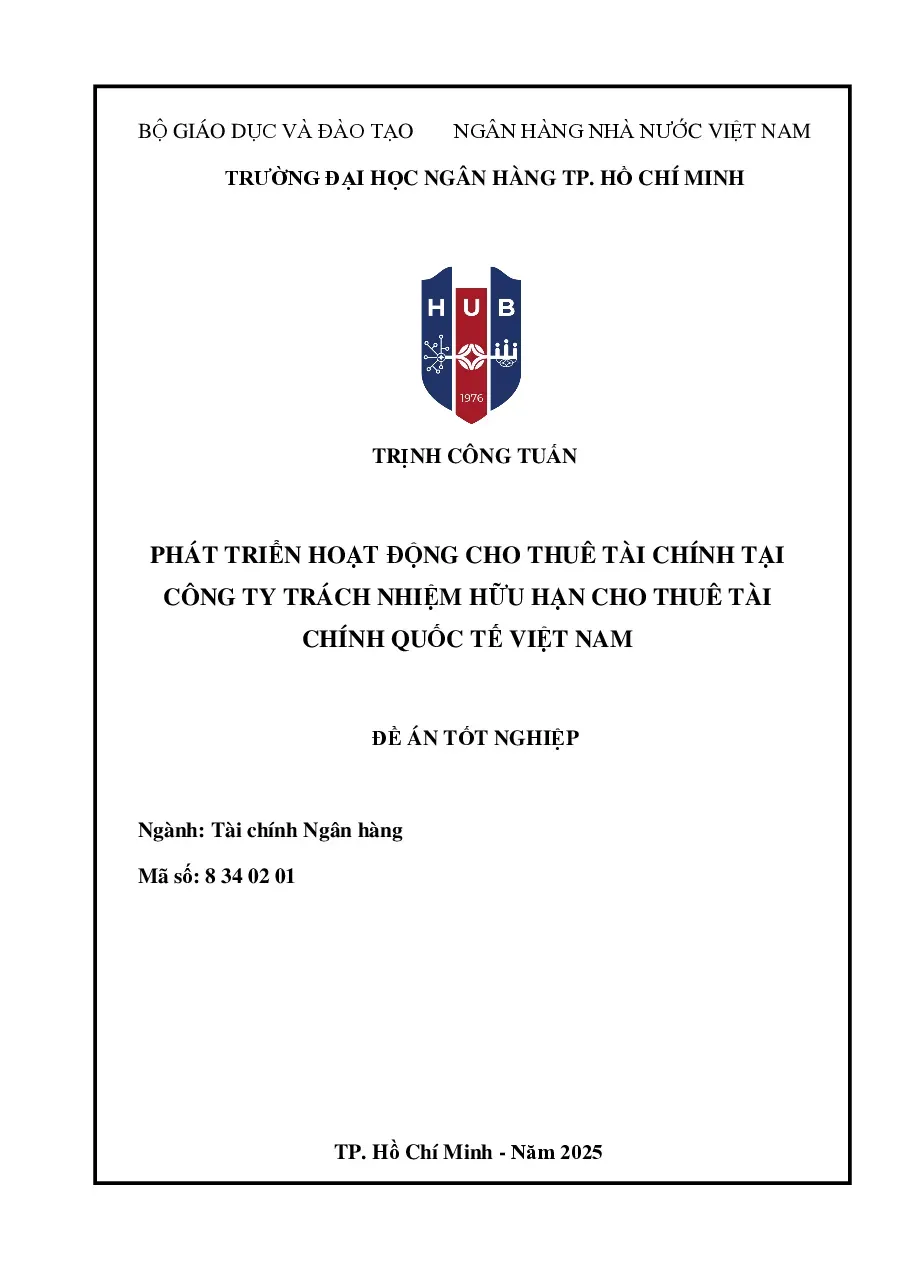 [Đề án] Phát triển hoạt động cho thuê tài chính tại công ty TNHH cho thuê tài chính quốc tế VN - TG.Trịnh Công Tuấn