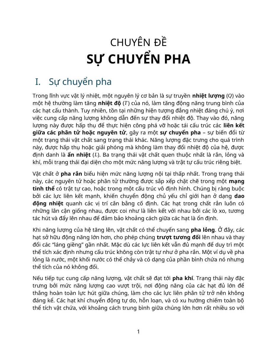 [Chuyên đề] Sự chuyển pha