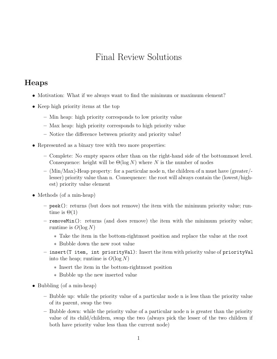 Final Review Solutions (Cấu trúc dữ liệu heap, hàng đợi ưu tiên và duyệt đồ thị) - Ching and Christines