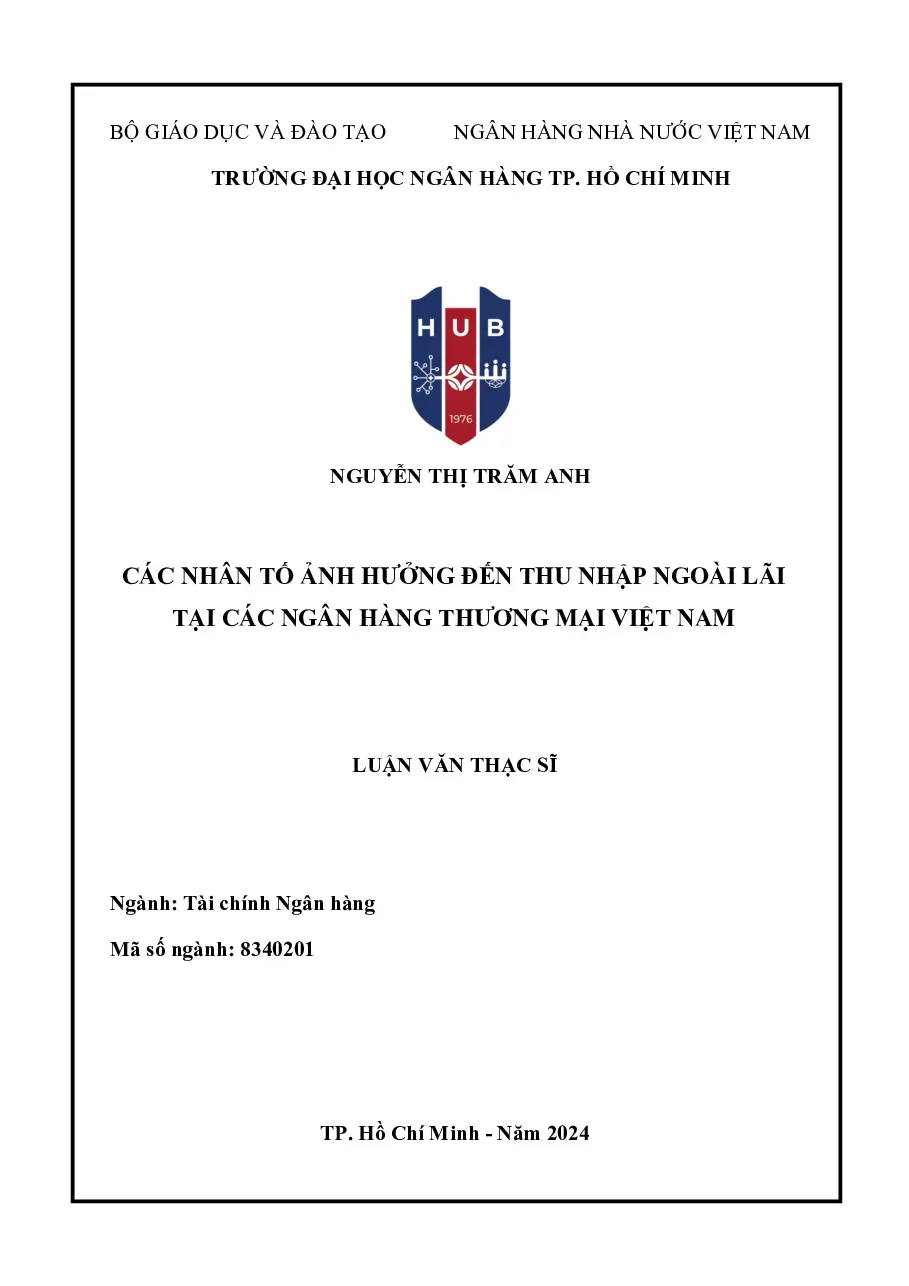 [LV thạc sĩ] Các nhân tố ảnh hưởng đến thu nhập Vietcombank - TG.Nguyễn Thị Trăm Anh