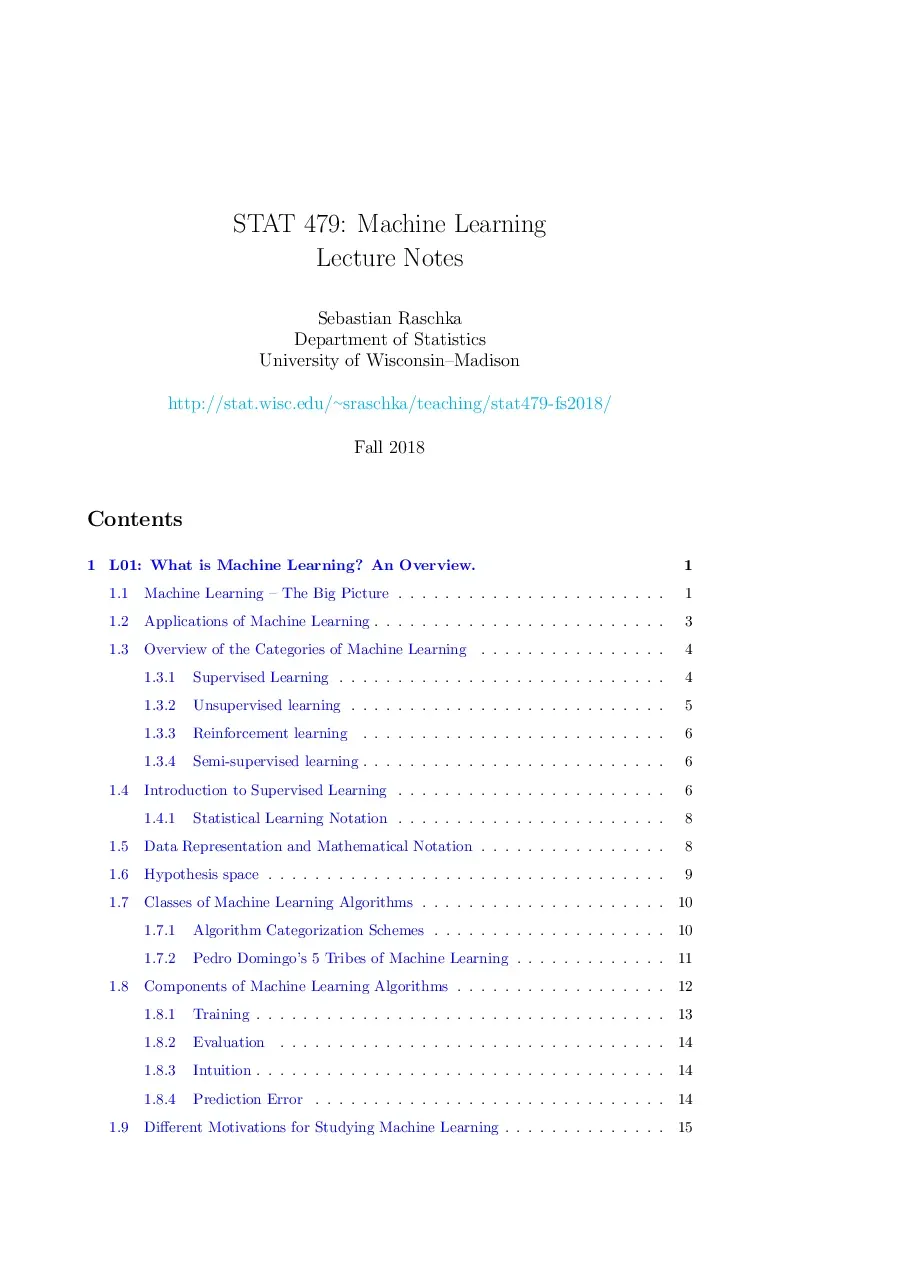 ML overview notes (01) (Tổng quan về Máy học) - Sebastian Raschka