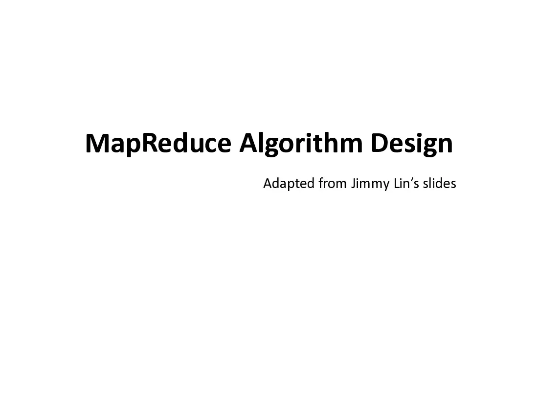 Map Reduce Algorithm Design (Lecture 6) (Thiết kế thuật toán MapReduce)