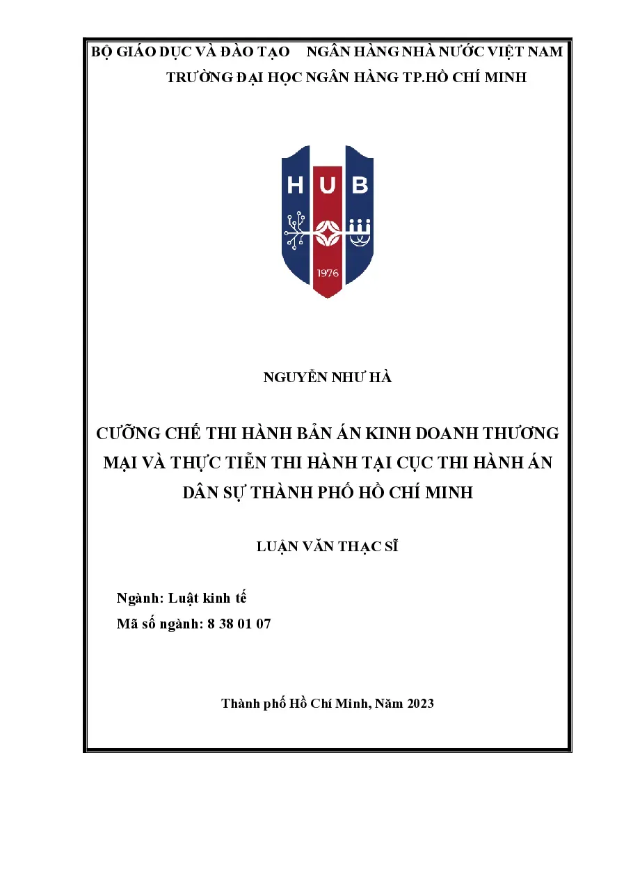 [LV thạc sĩ] Cưỡng chế thi hành Bản án kinh doanh thương mại và thực - TG.Nguyễn Như Hà