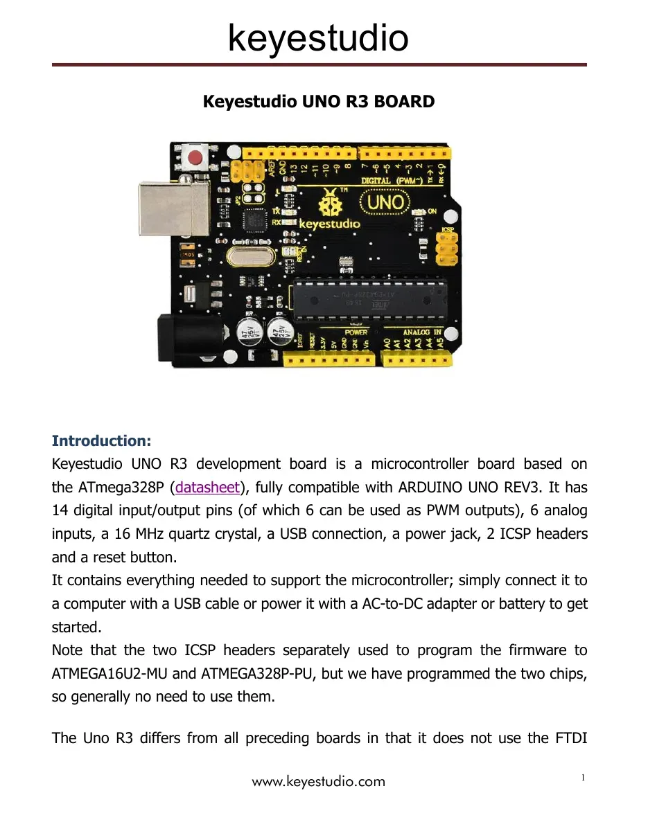 Keyestudio UNO R3 Board (Bo mạch Keyestudio UNO R3)