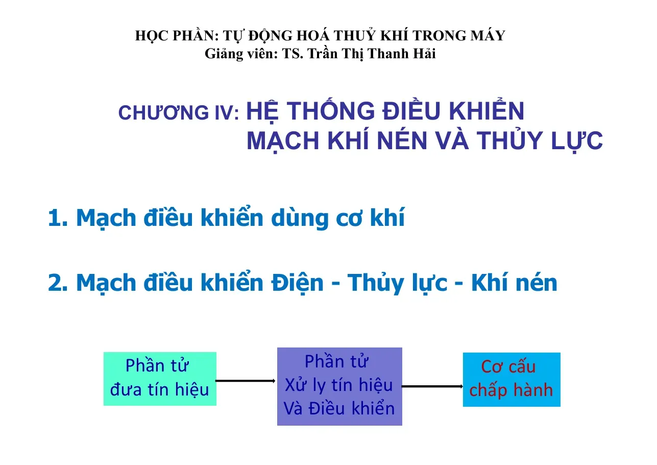 Tự động hoá thuỷ khí trong máy (Chương IV) - Trần Thị Thanh Hải