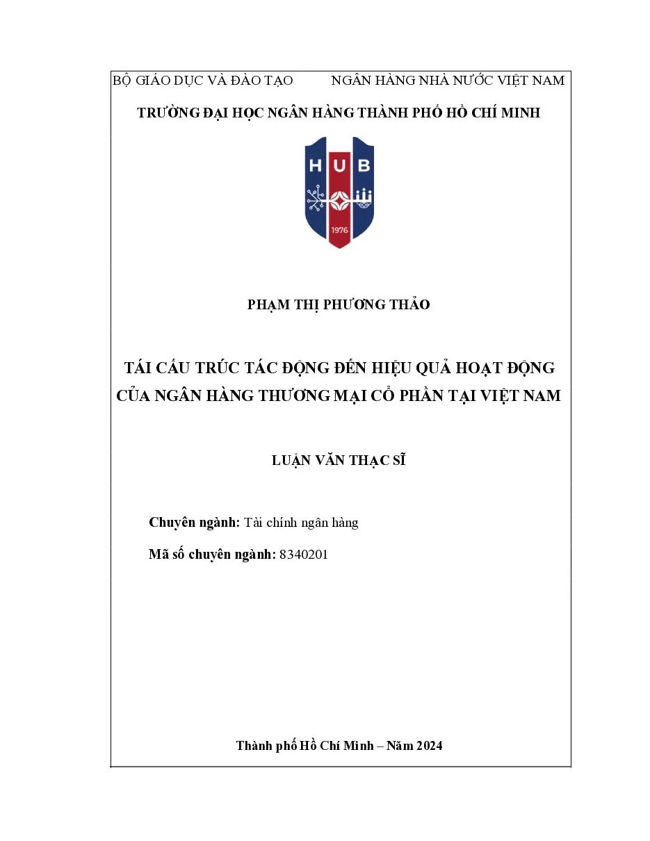 [LV thạc sĩ] Tái cấu trúc tác động đến hiệu quả hoạt động của Vietcombank - TG.Phạm Thị Phương Thảo