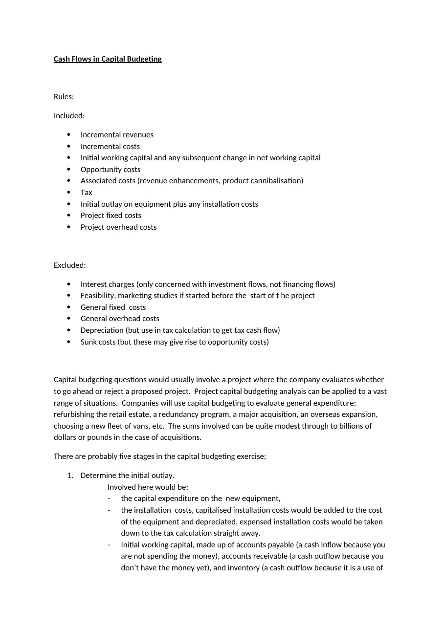 Module 3 6 Cash Flows in Capital Budgeting WACC NPV APV