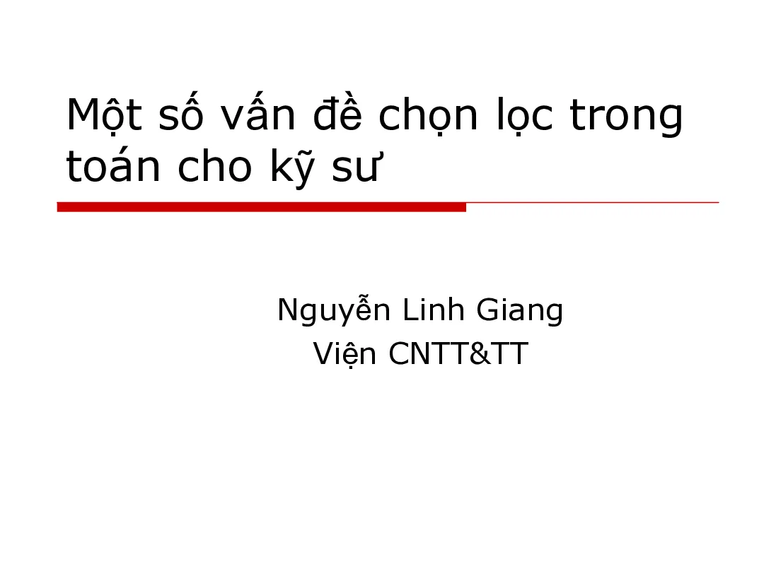 Toán chuyên đề - Probability and statistics vietnamese 2011 SV02 (HUST) GV. Nguyễn Linh Giang