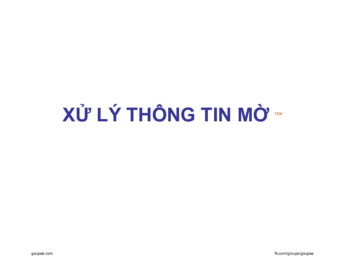 Slide Xử lý thông tin mờ HUST P2