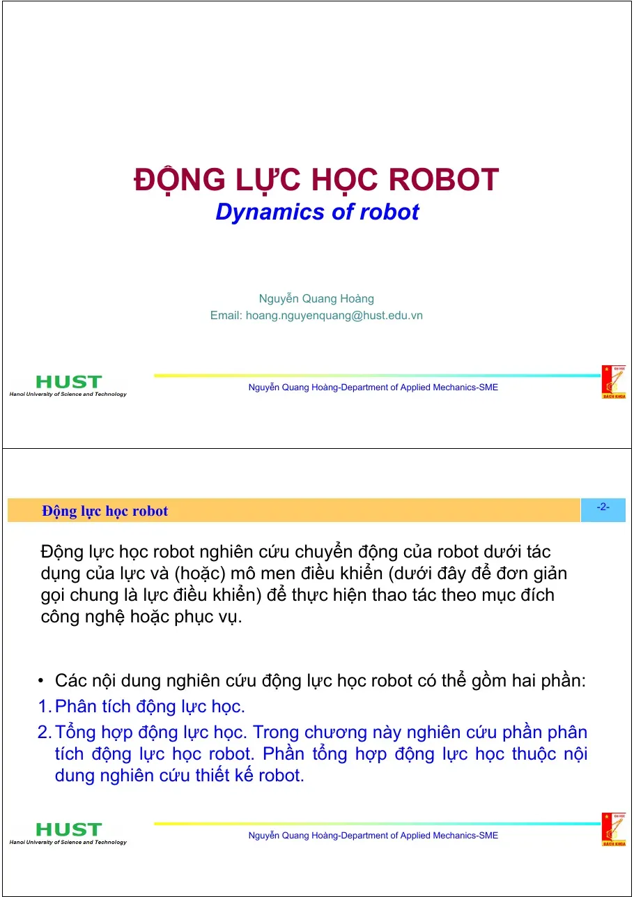 Động lực học Robot (Phần 1) - Nguyễn Quang Hoàng