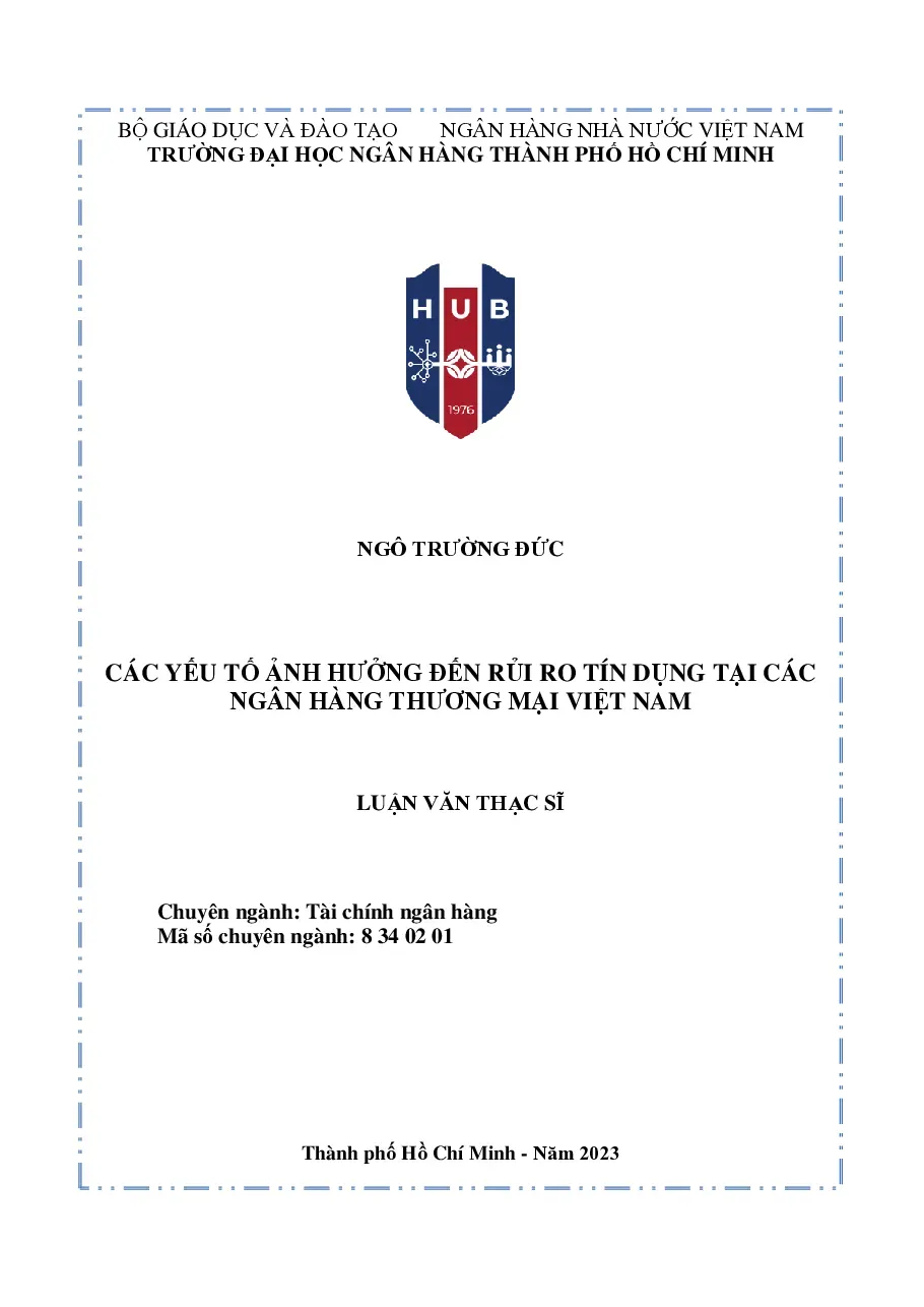 [LV thạc sĩ] Các Yếu Tố Ảnh Hưởng Đến Rủi Ro Tín Dụng Tại Vietcombank - TG.Ngô Trường Đức