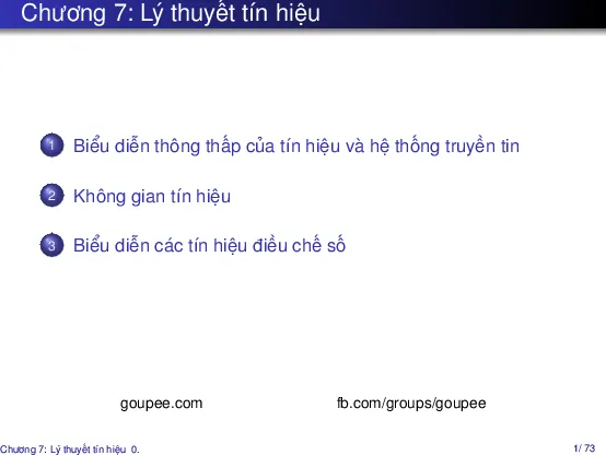 Cơ sở lý thuyết truyền tin - Chương 7 (HUST) GV. Hà Quốc Trung
