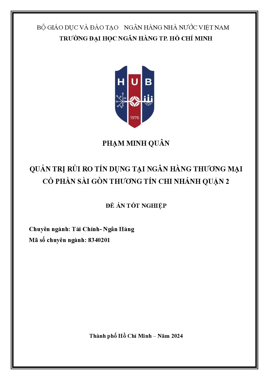 [Đề án] Quản trị rủi ro tín dụng tại ngân hàng Sacombank- CN Quận 2  - TG.Phạm Minh Quân
