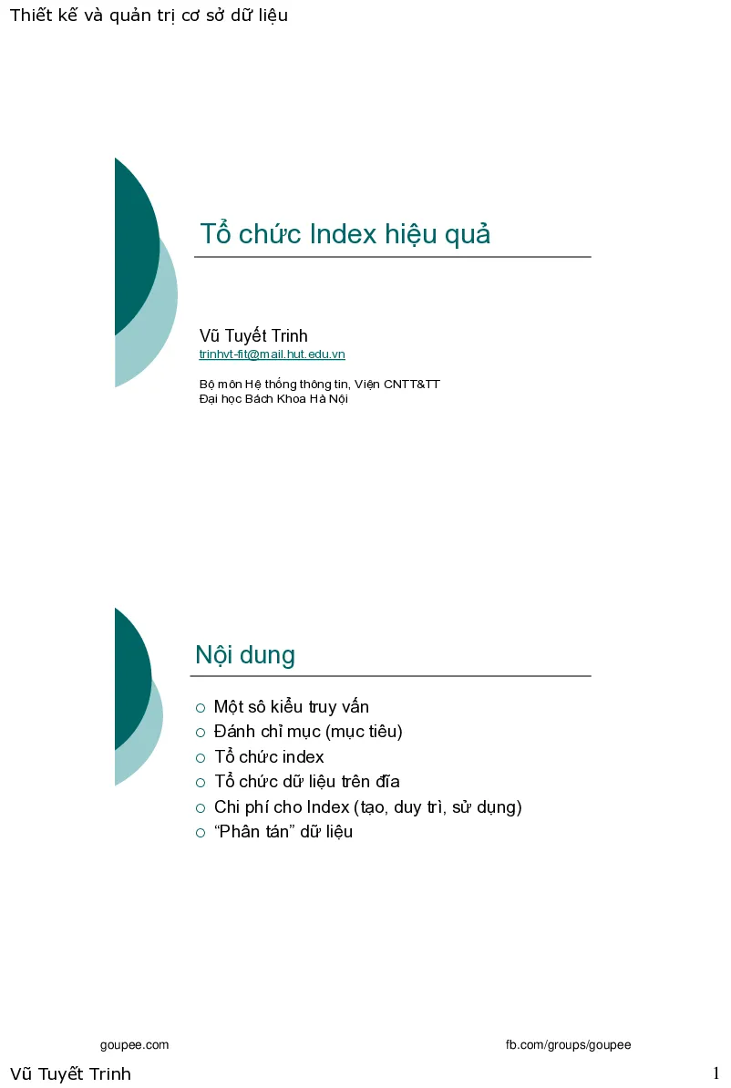 Thiết kế quản trị Cơ sở dữ liệu - Notes 3 (HUST) GV. Vũ Tuyết Trinh