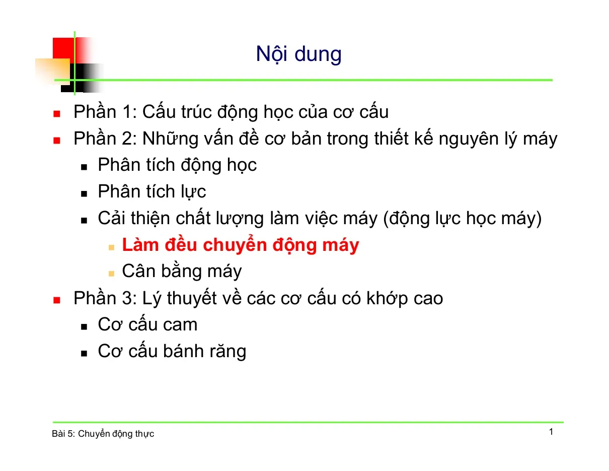Bài 8 Chuyển động thực của máy (Bài 8) - Phạm Hồng Phúc