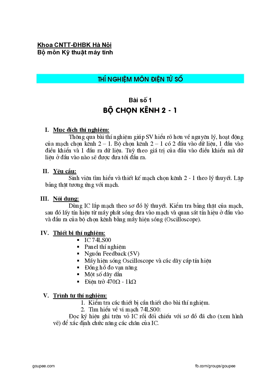 Thí nghiệm Điện tử số HUST (P1)