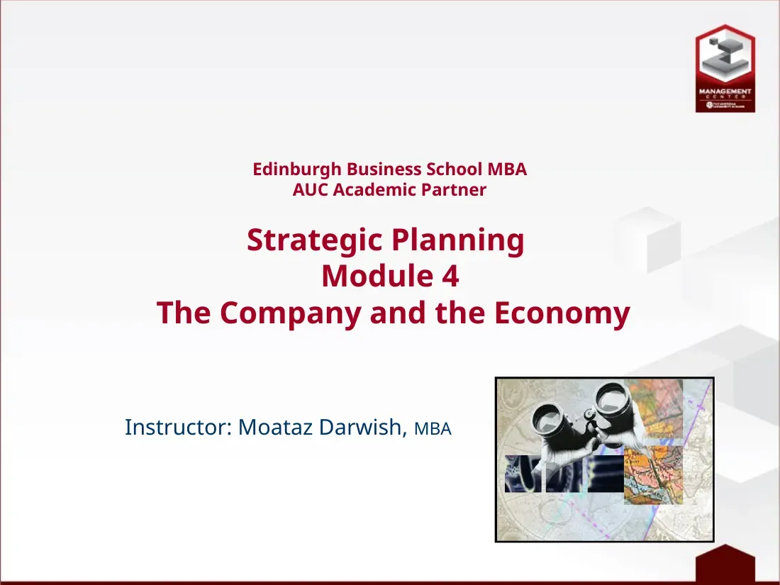 The Company and the Economy (Mod 4) (Công ty và nền kinh tế) - EBS - Moataz Darwish