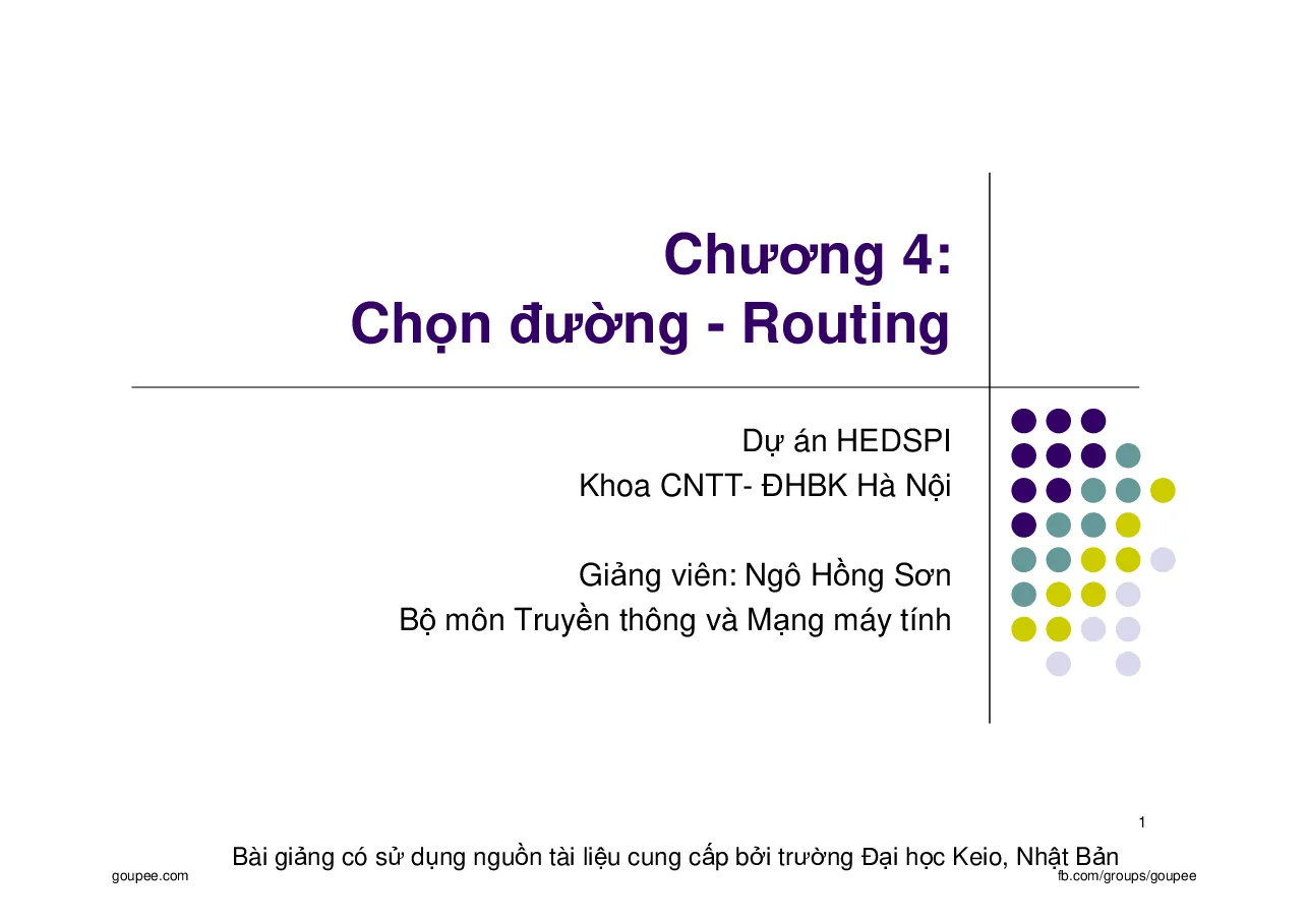 Nhập môn mạng máy tính - C4.Chọn đường (HUST) GV. Ngô Hồng Sơn