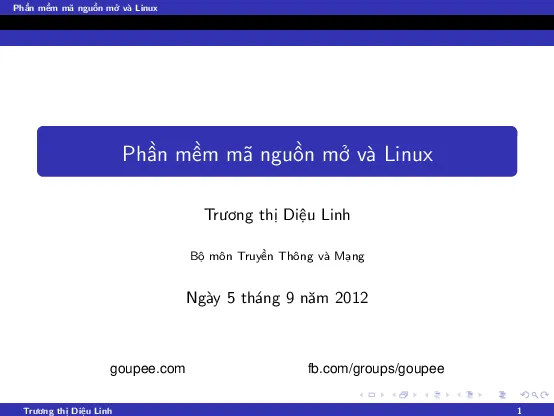 Linux Phần mềm mã nguồn mở - Open source software (HUST) GV. Trương Thị Diệu Linh
