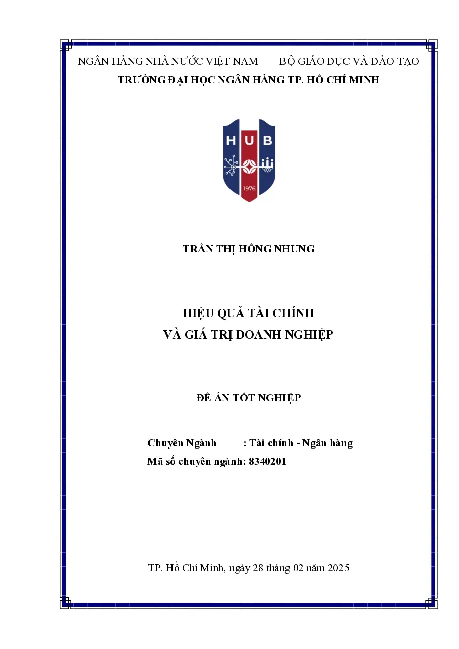 [Đề án] Hiệu quả tài chính và giá trị doanh nghiệp