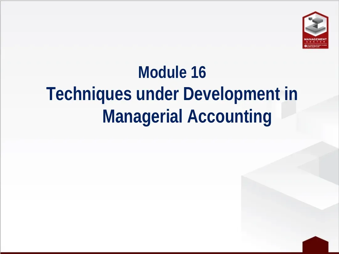 Balance Score Cards (Mod 16) (Kỹ thuật trong kế toán quản trị)